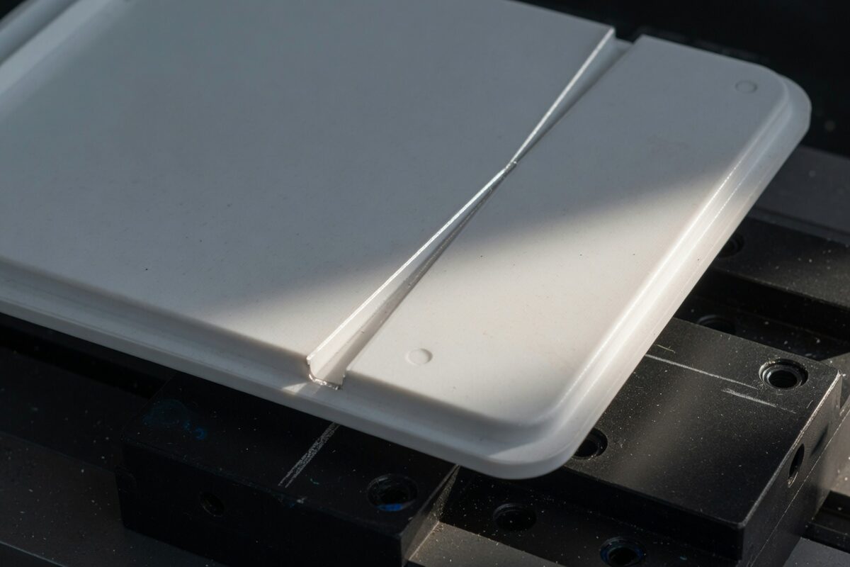 A molded housing with a clean edge and no scratch