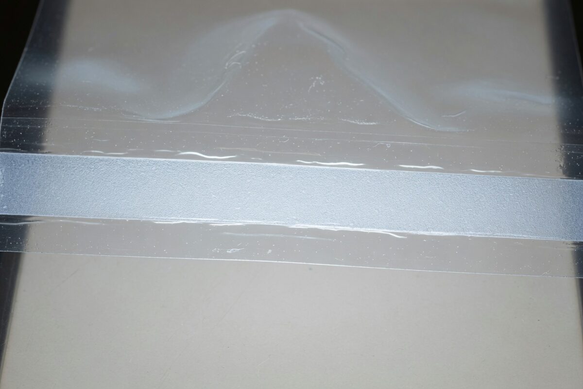A clear medical pouch with one continuous closed seal and no channel