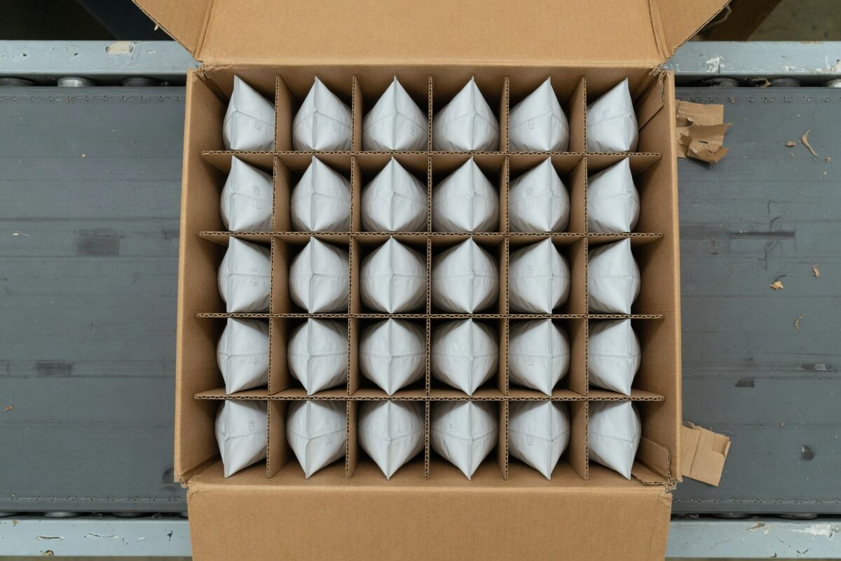 An open case with a pouch in every cell